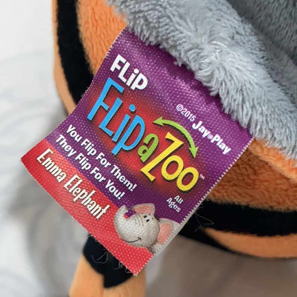 Flip a Zoo Plush Elephant and Tiger